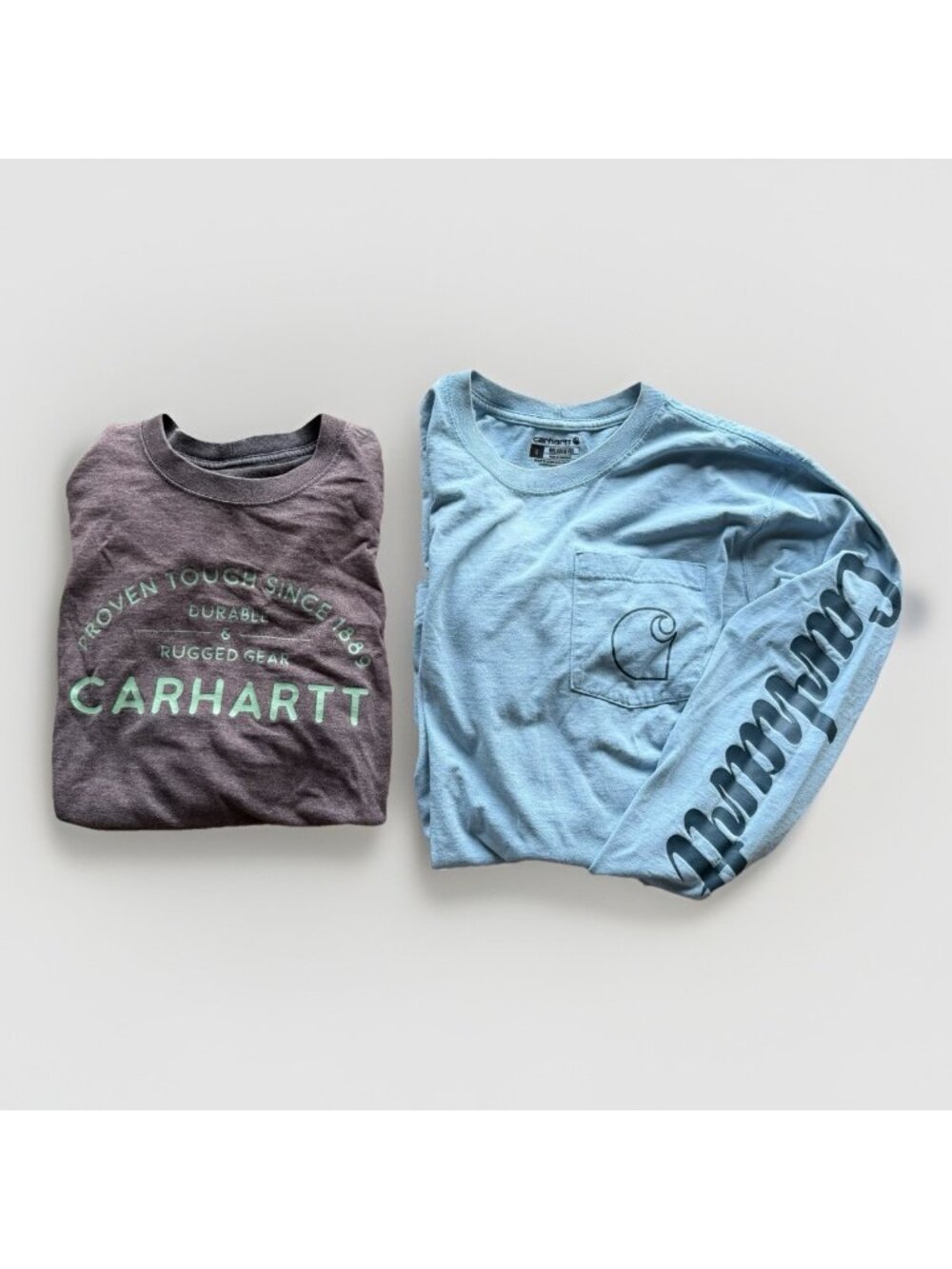 Carhartt Lot of 2 Mens M/L Loose Fit Long Sleeve Tee Crewneck Logo Graphic READ